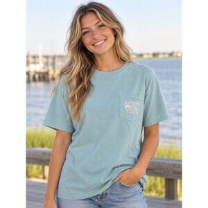 Southern Fried Cotton Lobster Pocket T Shirt XL Comfort Colors Seafoam Blue